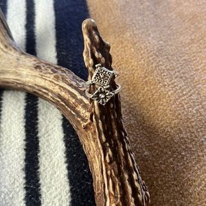 Set of rings, silver one with gem one plain